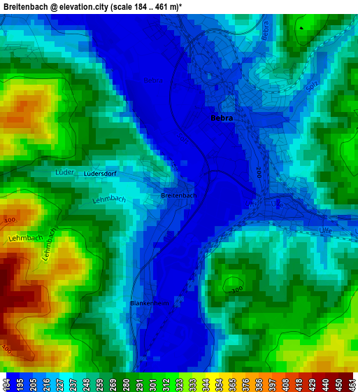 Breitenbach elevation map