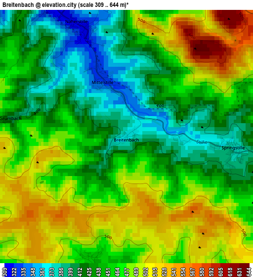 Breitenbach elevation map