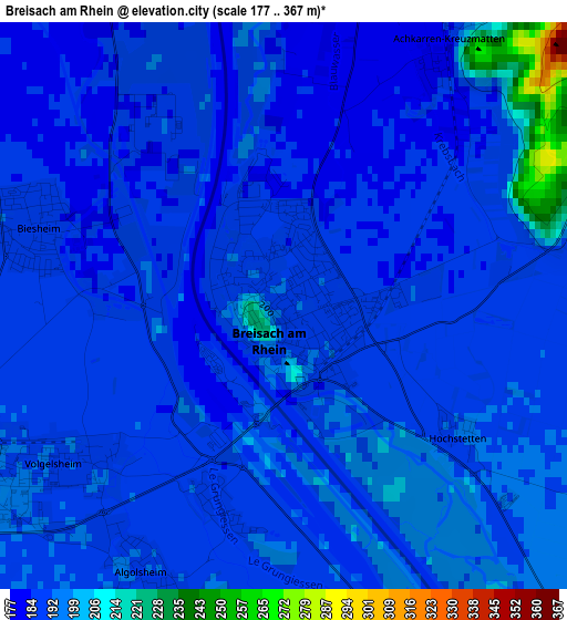 Breisach am Rhein elevation map