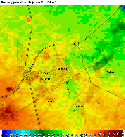 Brehna elevation map