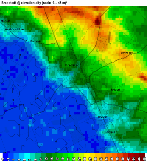 Bredstedt elevation map