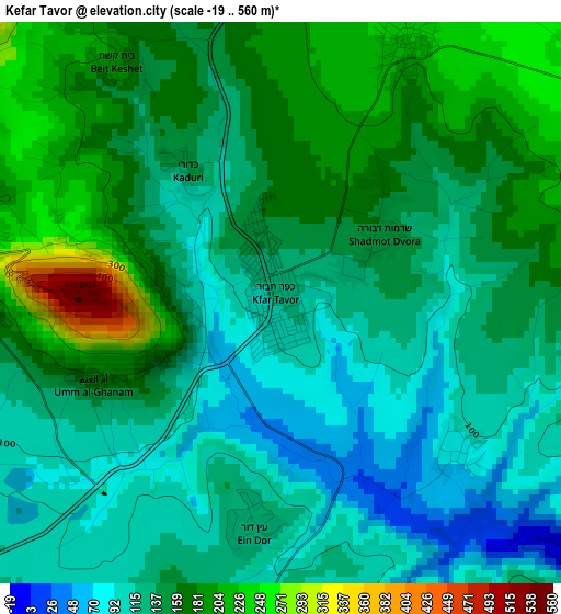 Kefar Tavor elevation map