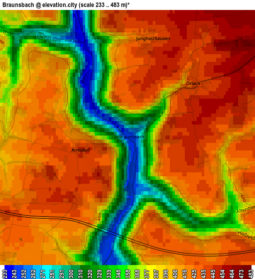 Braunsbach elevation map