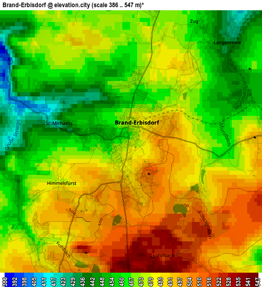 Brand-Erbisdorf elevation map