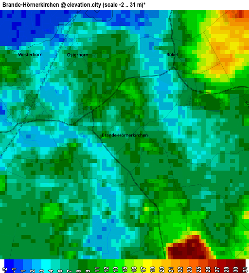 Brande-Hörnerkirchen elevation map