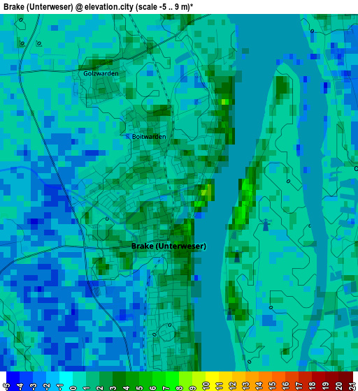 Brake (Unterweser) elevation map