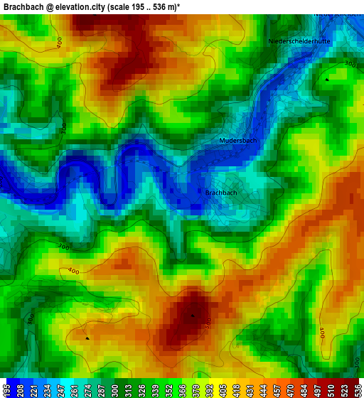 Brachbach elevation map