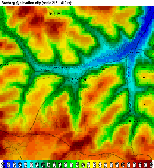 Boxberg elevation map