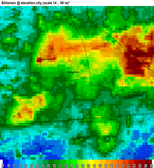 Bötersen elevation map