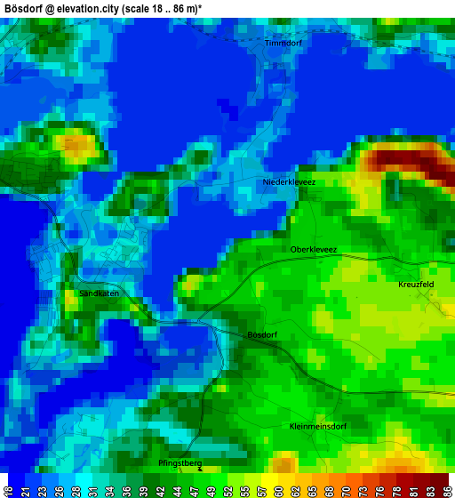 Bösdorf elevation map