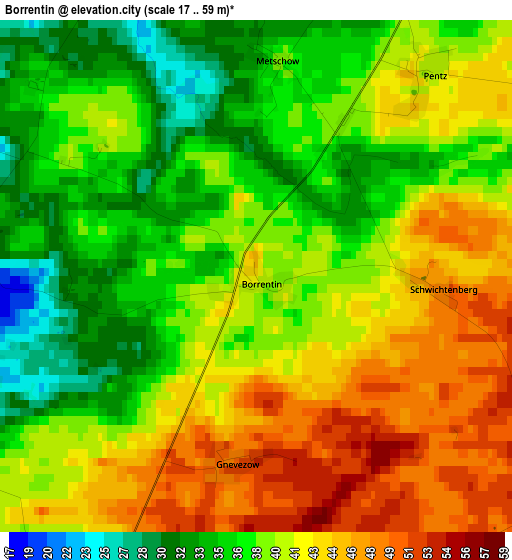 Borrentin elevation map