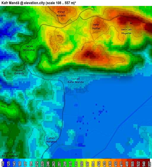 Kafr Mandā elevation map