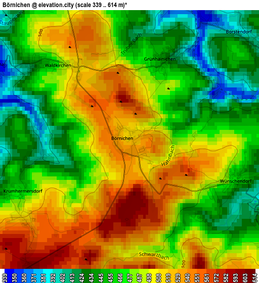 Börnichen elevation map