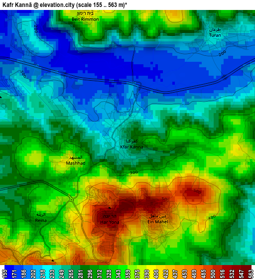 Kafr Kannā elevation map