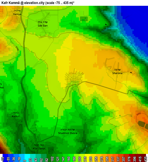 Kafr Kammā elevation map