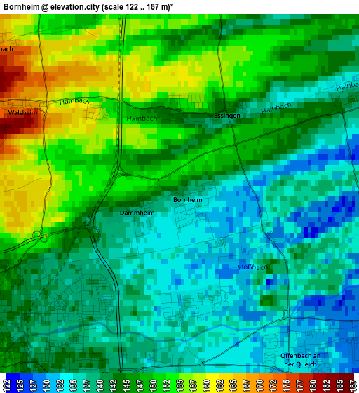 Bornheim elevation map