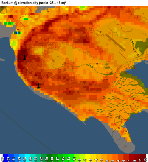 Borkum elevation map