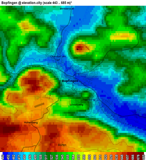 Bopfingen elevation map