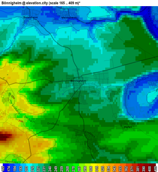 Bönnigheim elevation map