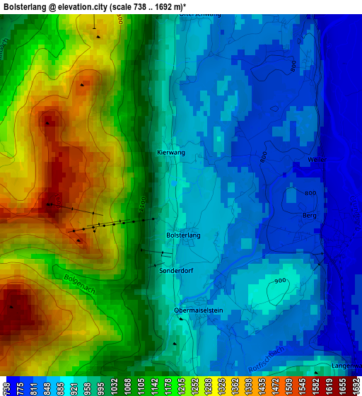 Bolsterlang elevation map