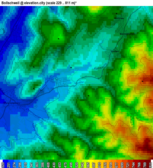 Bollschweil elevation map