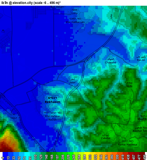 Ibṭīn elevation map