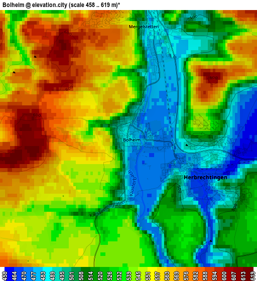 Bolheim elevation map