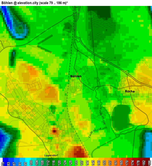 Böhlen elevation map