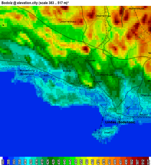 Bodolz elevation map