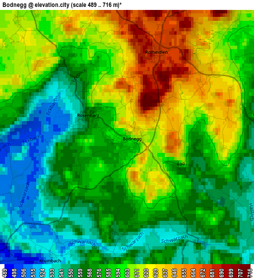 Bodnegg elevation map