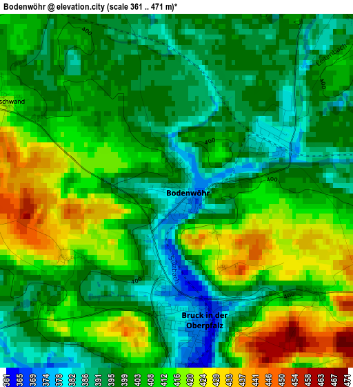 Bodenwöhr elevation map