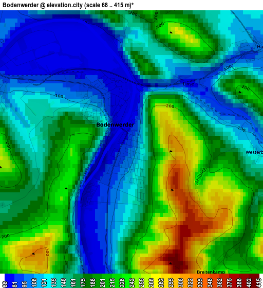 Bodenwerder elevation map