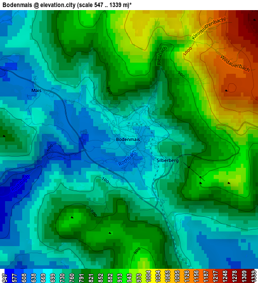 Bodenmais elevation map