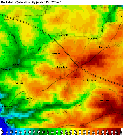 Bockelwitz elevation map