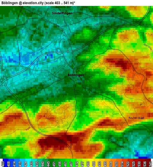 Böblingen elevation map
