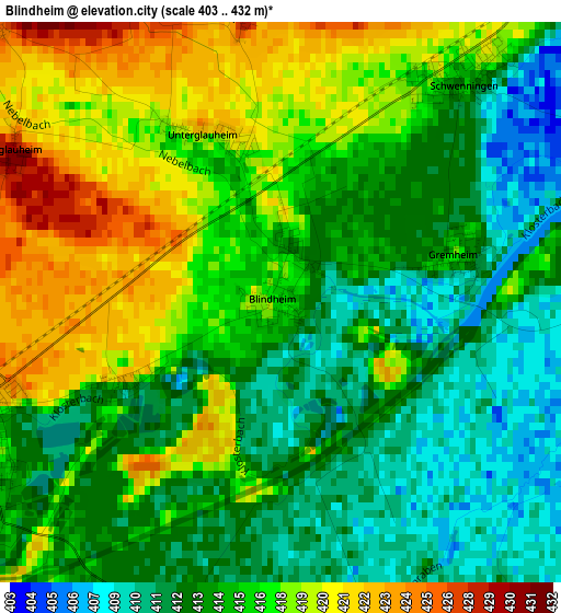 Blindheim elevation map