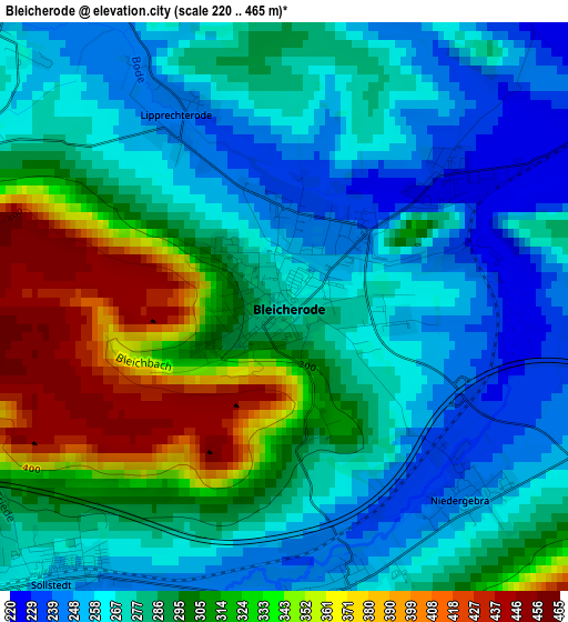 Bleicherode elevation map