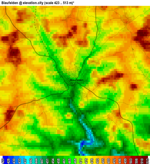 Blaufelden elevation map