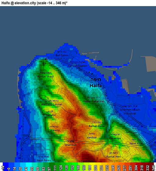 Haifa elevation map