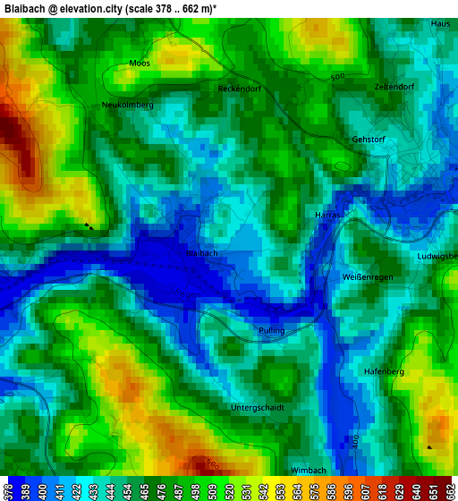 Blaibach elevation map