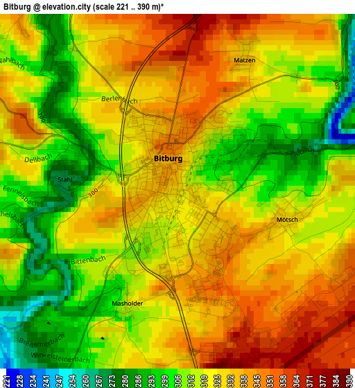 Bitburg elevation map