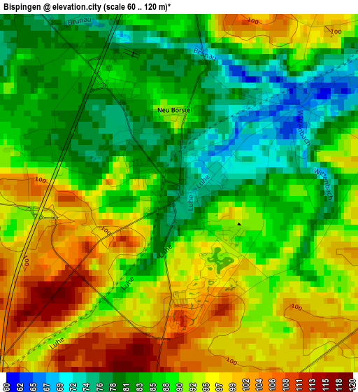 Bispingen elevation map