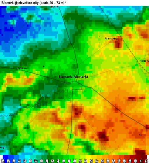 Bismark elevation map