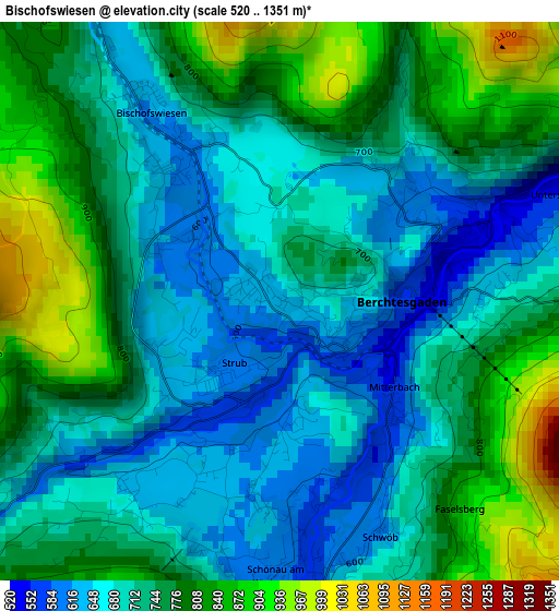 Bischofswiesen elevation map