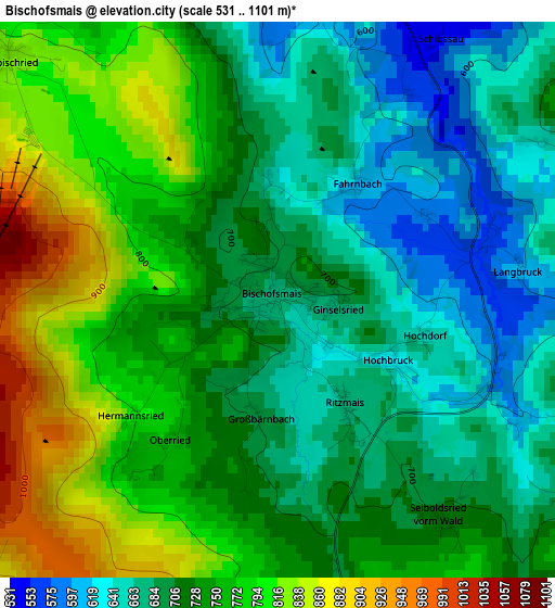 Bischofsmais elevation map