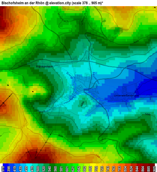 Bischofsheim an der Rhön elevation map