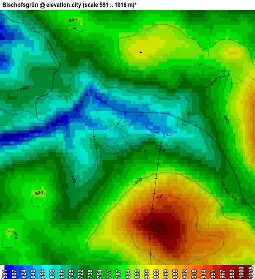 Bischofsgrün elevation map