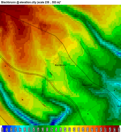 Bischbrunn elevation map