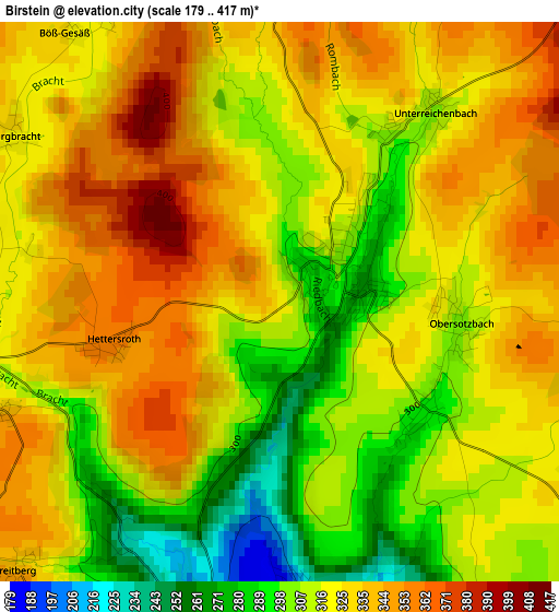 Birstein elevation map