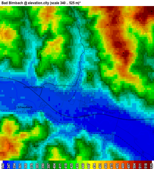 Bad Birnbach elevation map